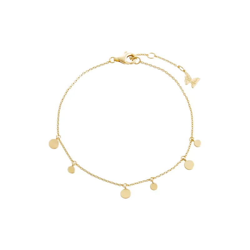 Dainty Dangling Solid Discs Bracelet sold by Adina Eden's