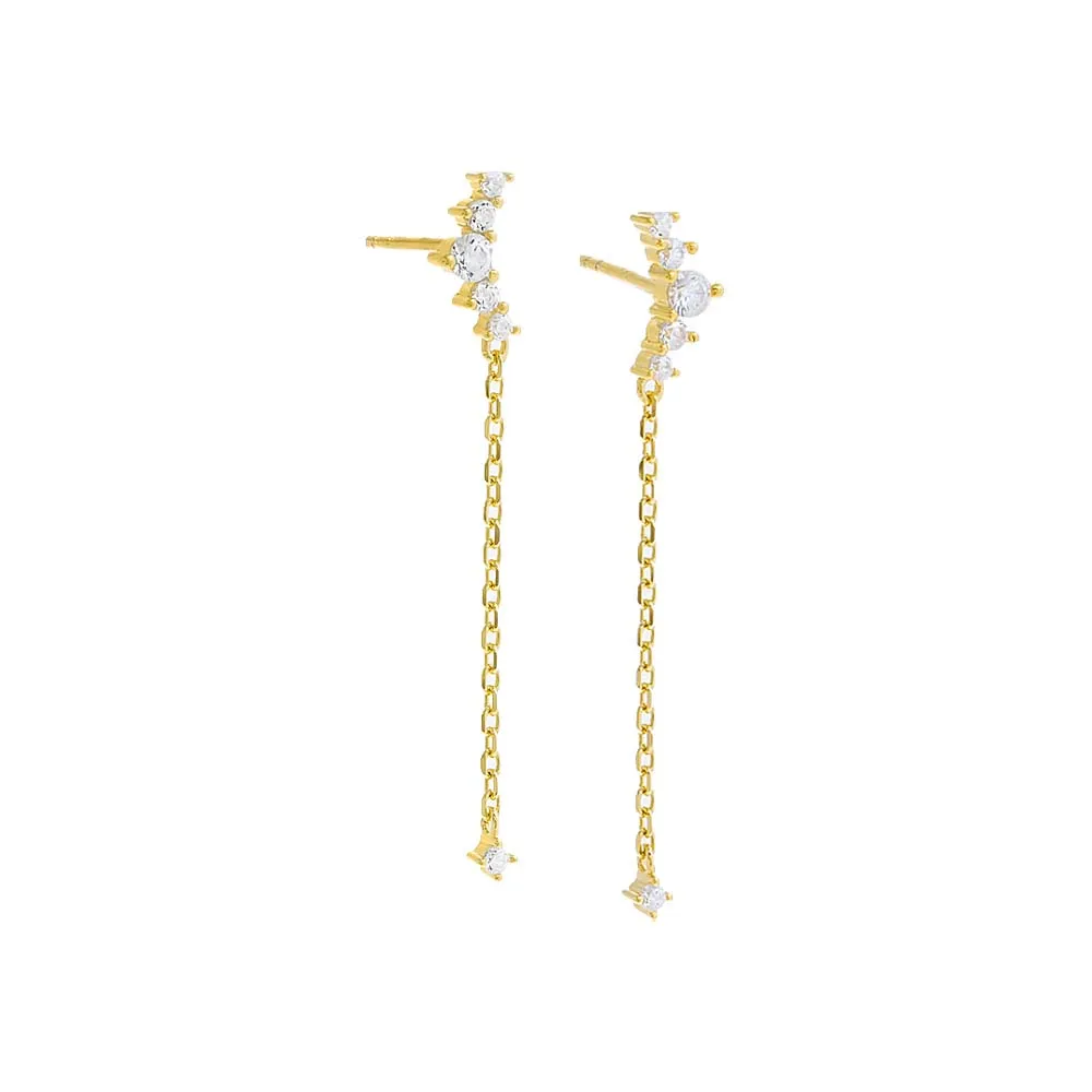 Graduated CZ Curved Bar Side Drop Earring sold by Adina Eden's