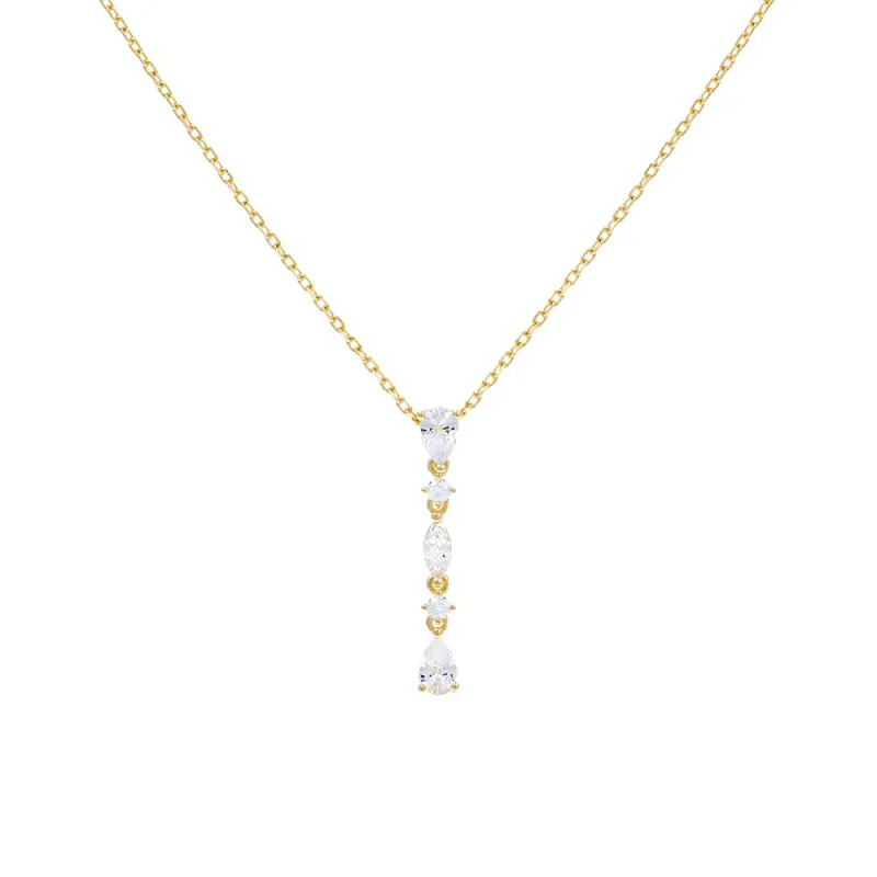 Multi Shape CZ Drop Necklace sold by Adina Eden's