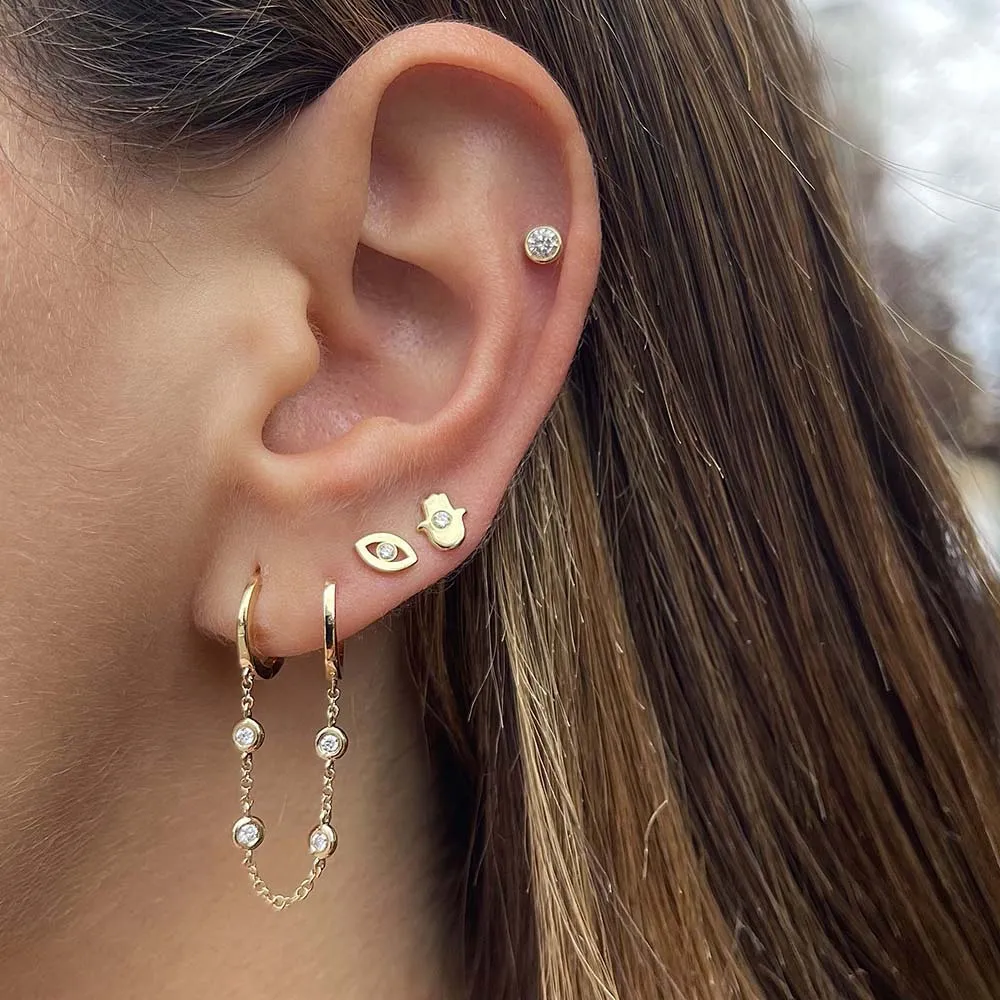 Diamond Bezel Hamsa Stud Earring 14K sold by Adina Eden's product image thumbnail 2