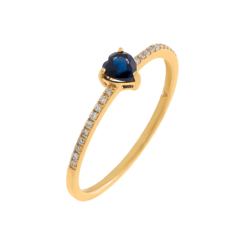Diamond Pavé x Sapphire Heart Ring 14K sold by Adina Eden's