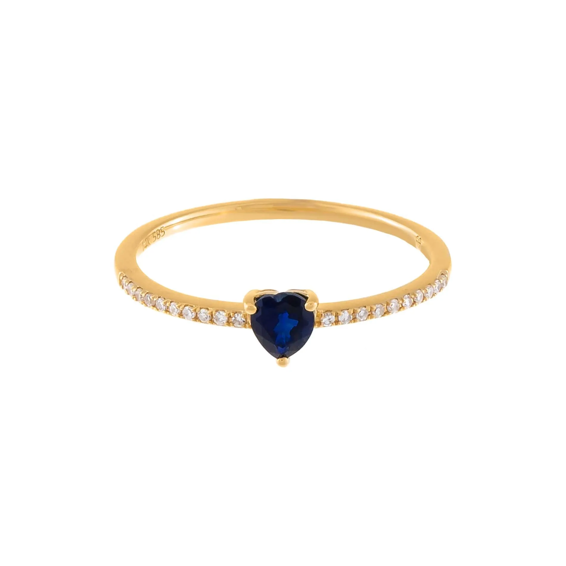 Diamond Pavé x Sapphire Heart Ring 14K sold by Adina Eden's product image thumbnail 3