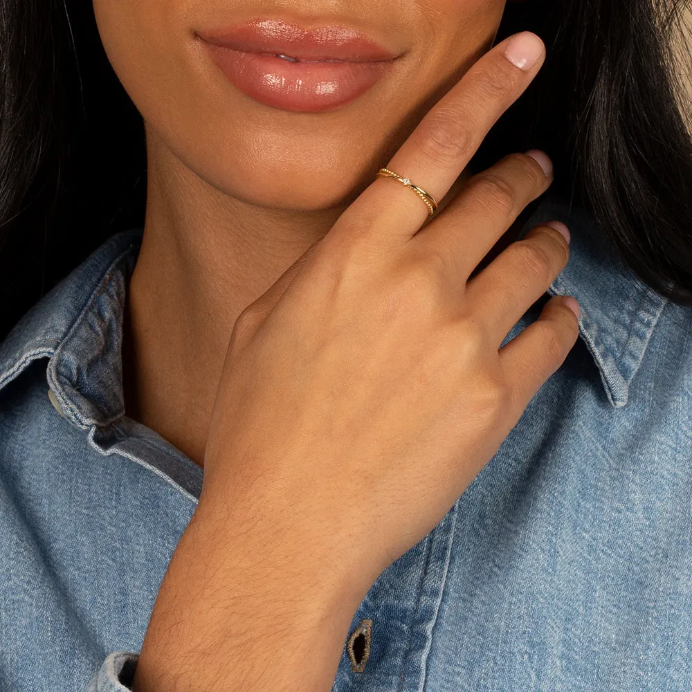 CZ Beaded & Solid X Ring sold by Adina Eden's product image thumbnail 2