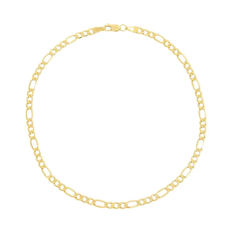 Super Hollow Figaro Anklet 14K sold by Adina Eden's