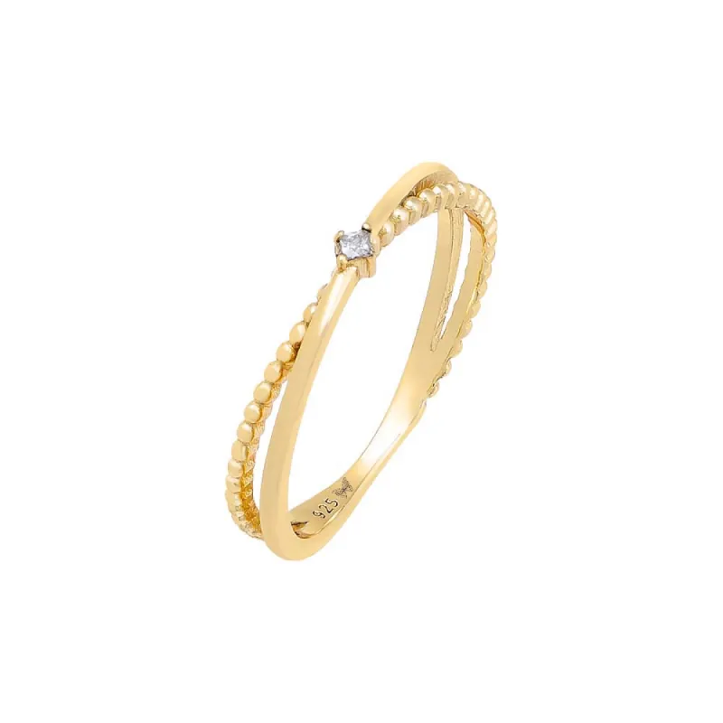CZ Beaded & Solid X Ring sold by Adina Eden's