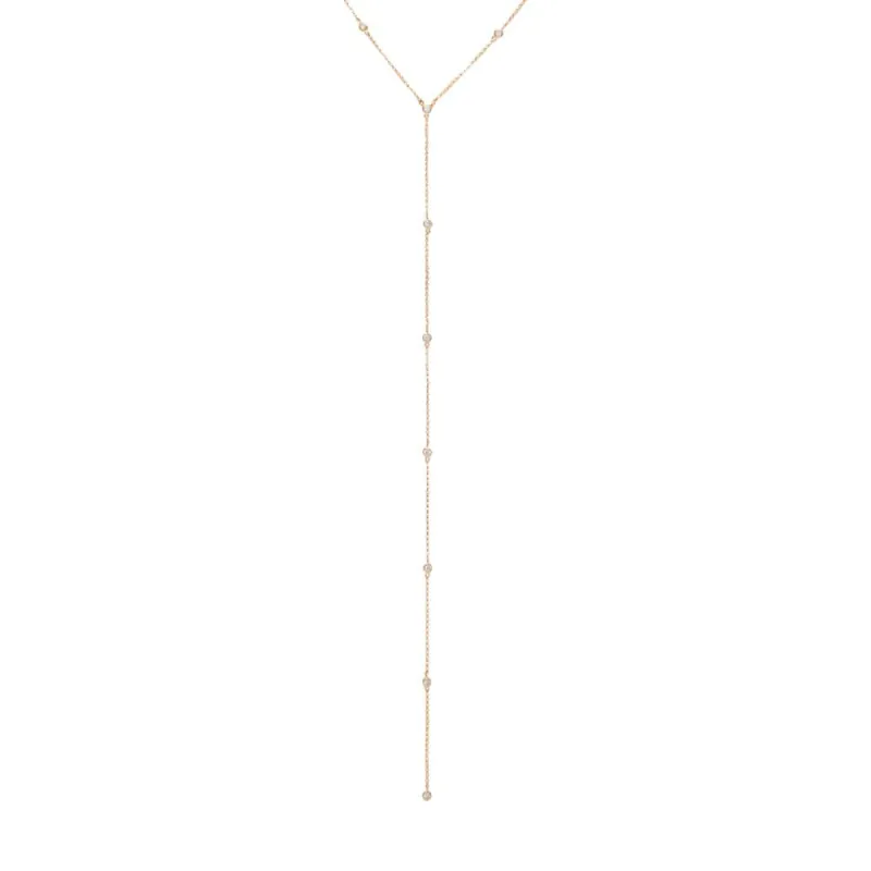 Diamond Bezel Station Lariat Necklace 14K sold by Adina Eden's