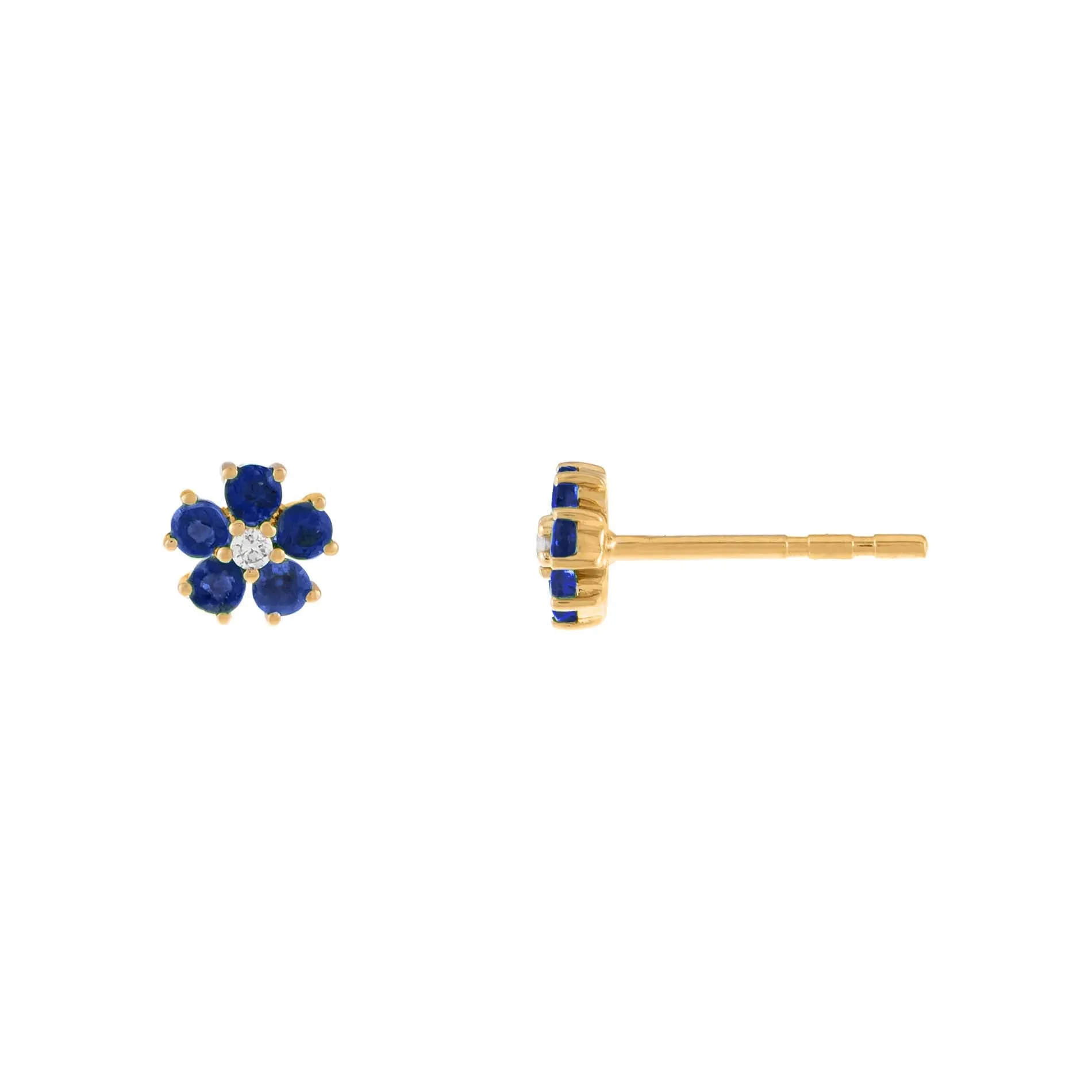 Diamond Mini Colored Flower Stud Earring 14K sold by Adina Eden's product image thumbnail 5