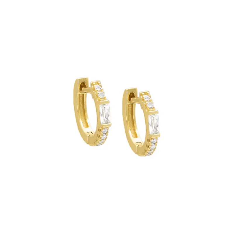 Colored Pavé Baguette Huggie Earring sold by Adina Eden's