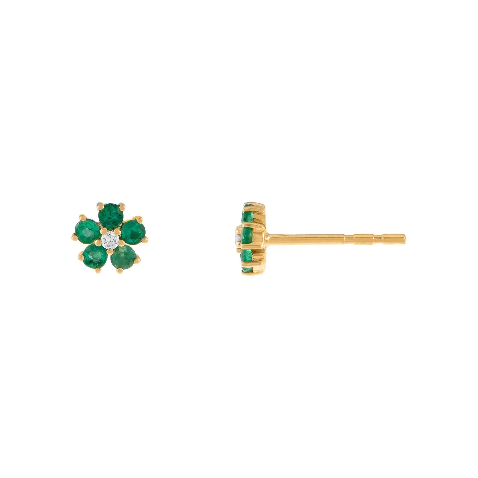 Diamond Mini Colored Flower Stud Earring 14K sold by Adina Eden's product image thumbnail 4