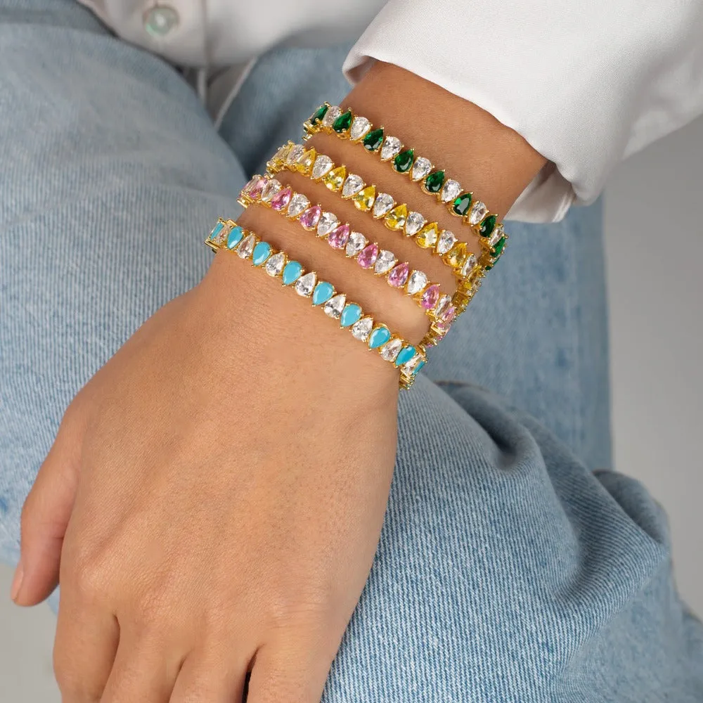 Colored Wide Pear Shaped Tennis Bracelet sold by Adina Eden's product image thumbnail 4