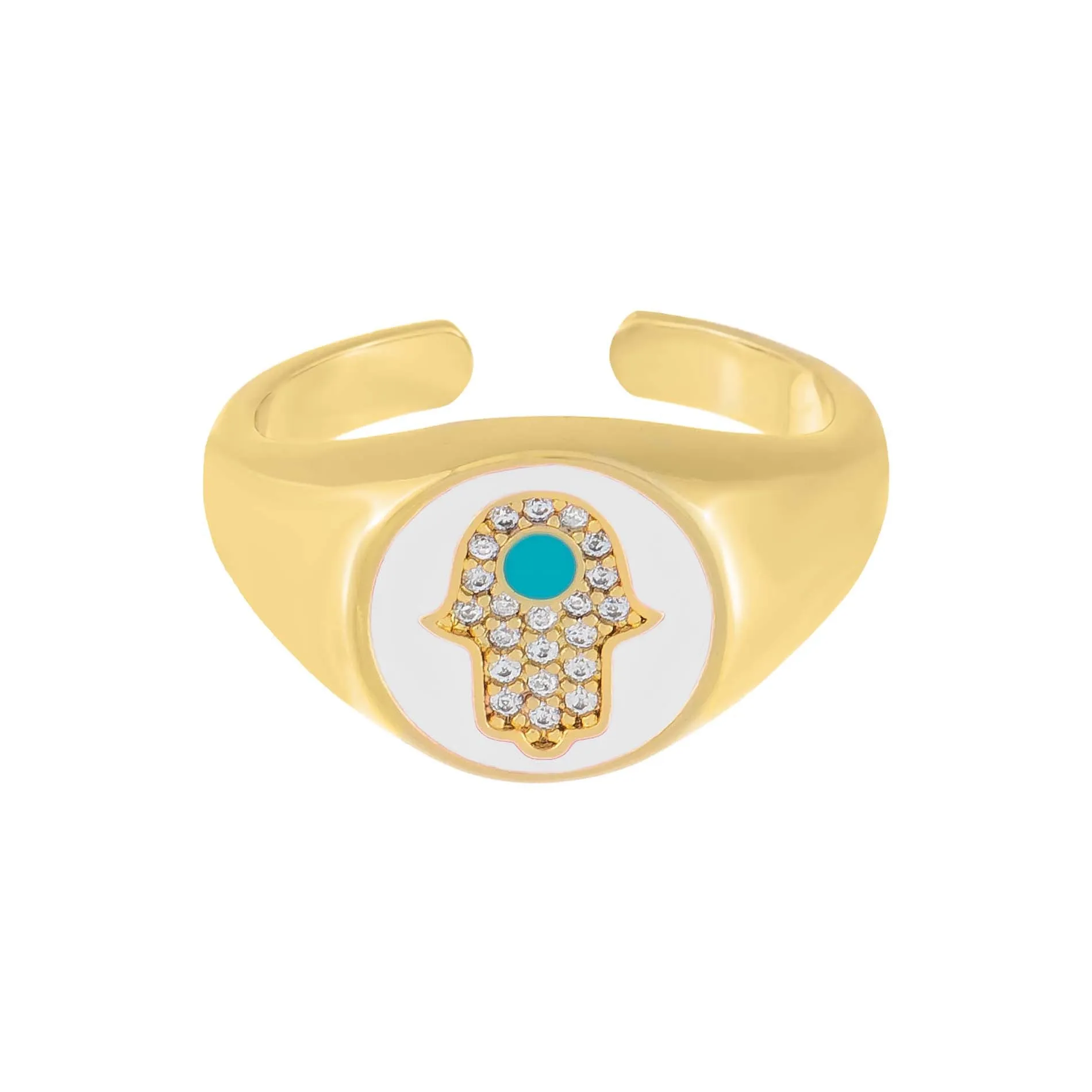Enamel Hamsa Adjustable Ring sold by Adina Eden's product image thumbnail 3