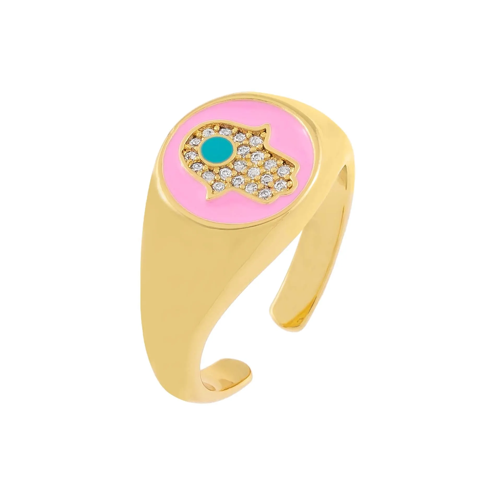 Enamel Hamsa Adjustable Ring sold by Adina Eden's product image thumbnail 4