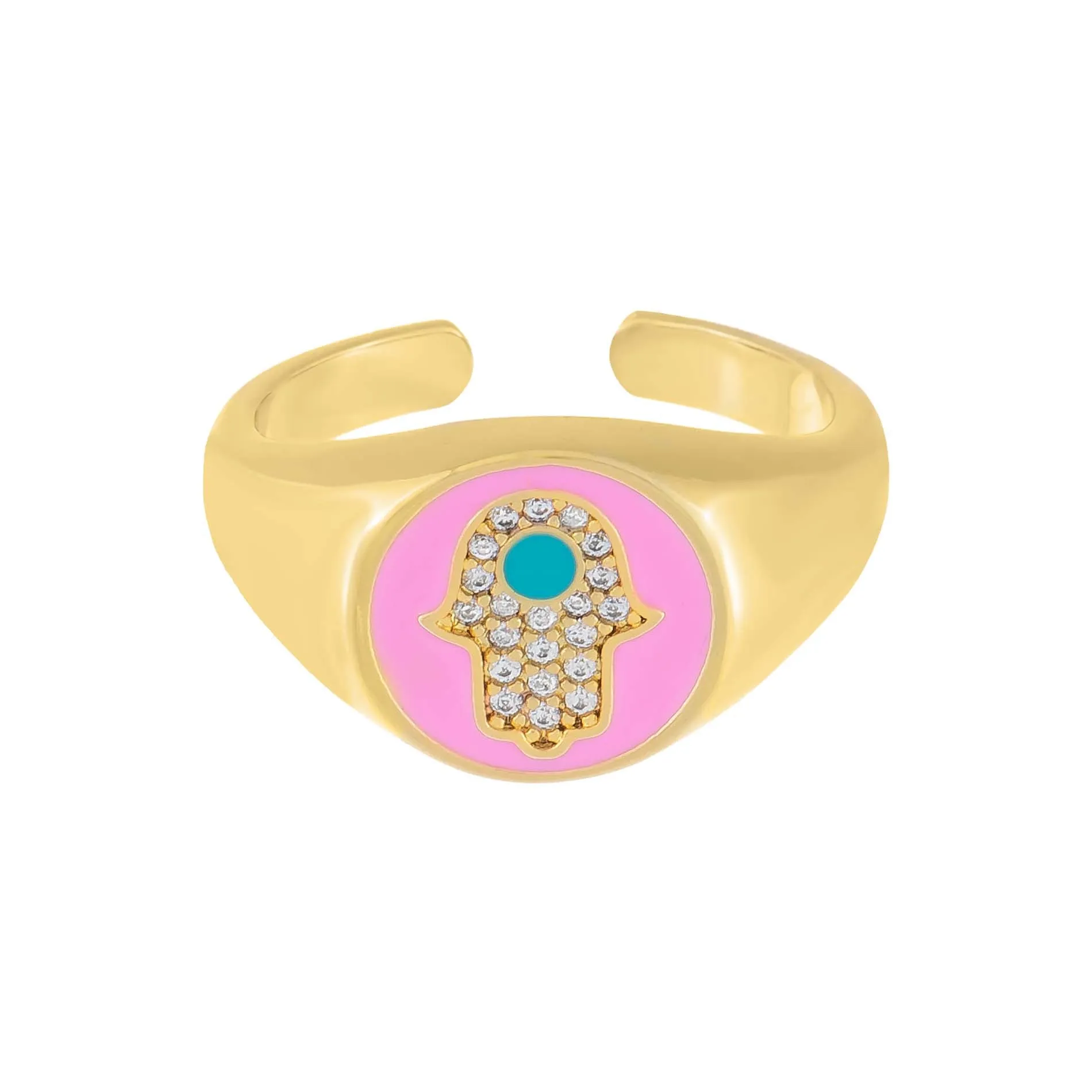 Enamel Hamsa Adjustable Ring sold by Adina Eden's product image thumbnail 5