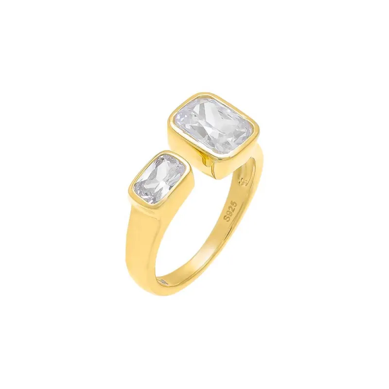 Double Emerald Bezel Open Ring sold by Adina Eden's