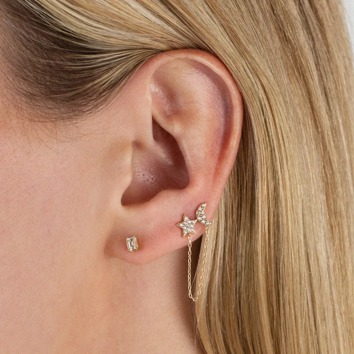 Diamond Baguette Stud Earring 14K sold by Adina Eden's product image thumbnail 2