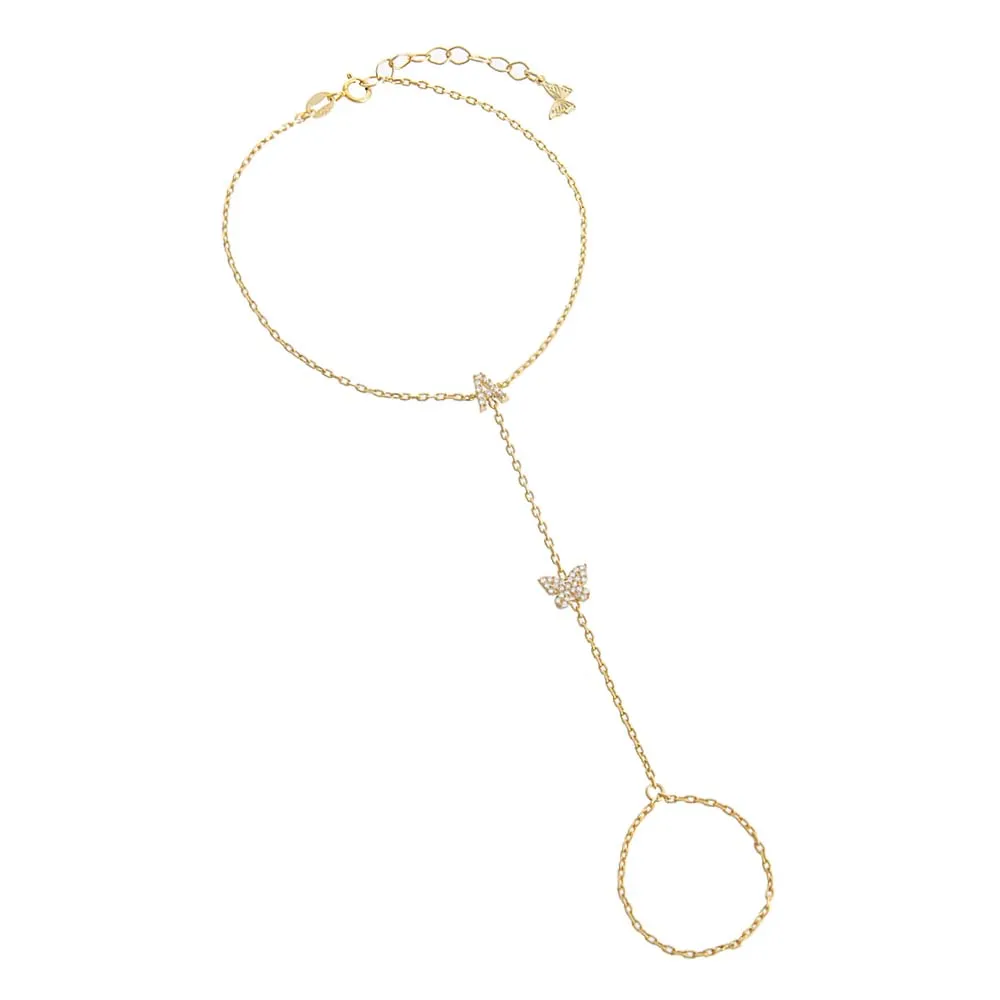 Pave Butterfly Initial Hand Chain sold by Adina Eden's