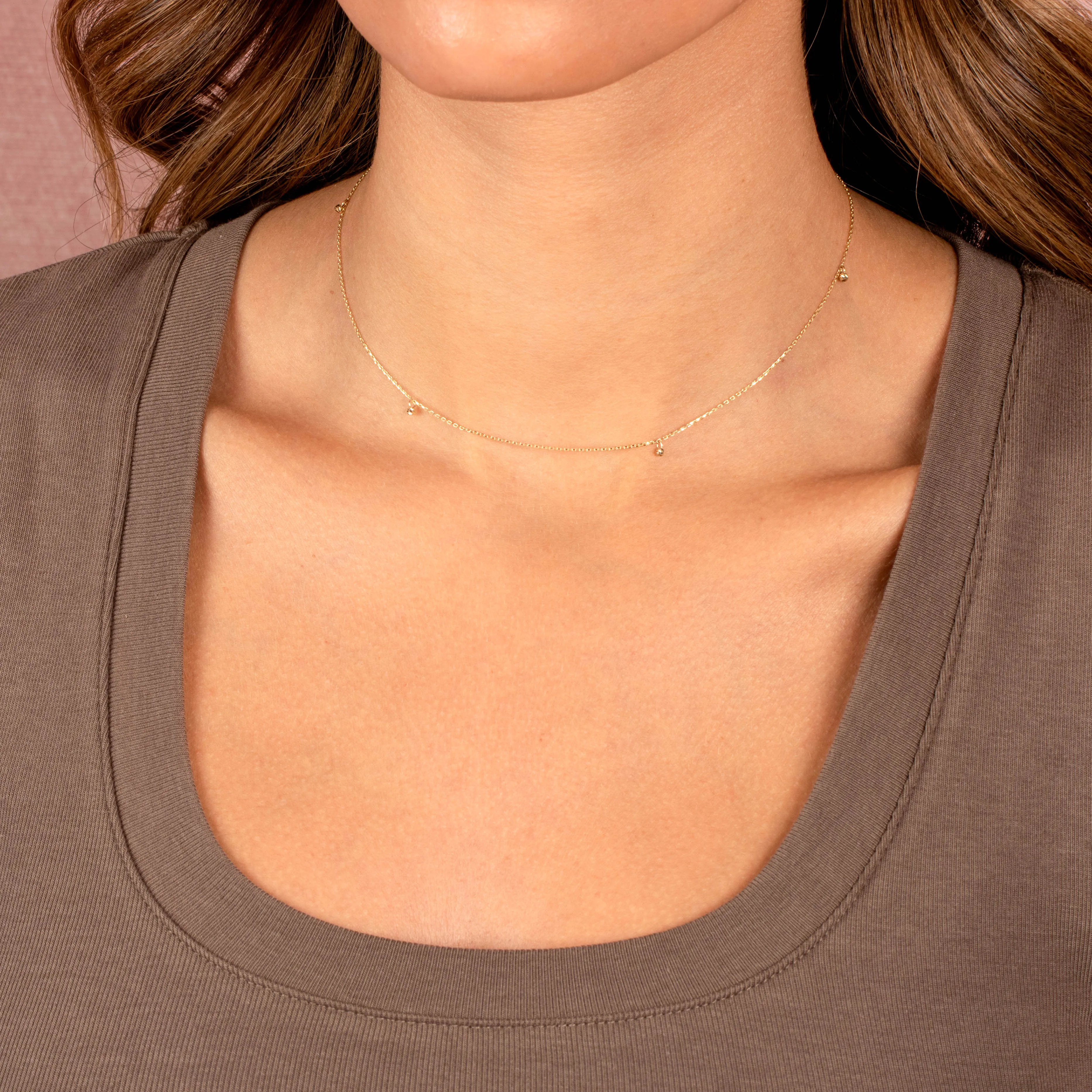 Dainty Dangling Beaded Choker Necklace 14K sold by Adina Eden's product image thumbnail 2