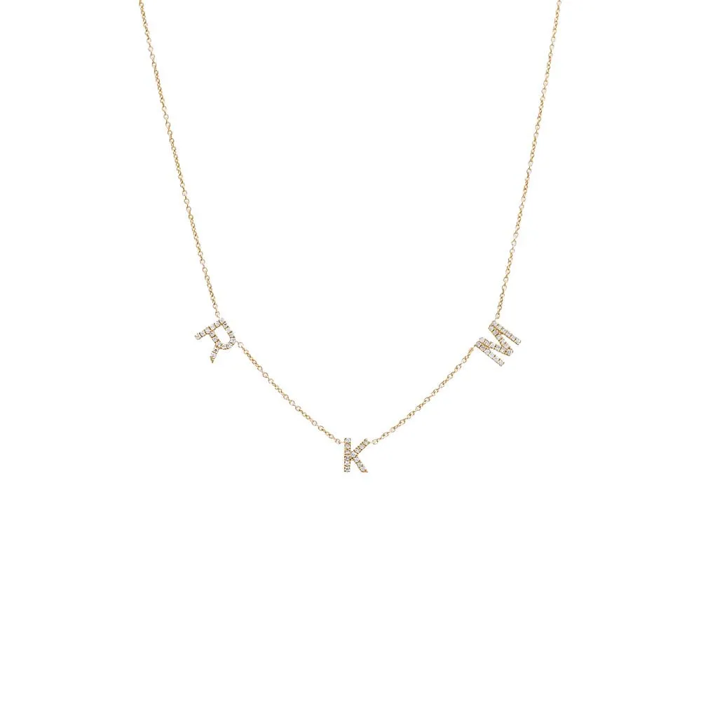 Diamond Pave Triple Initial Necklace 14K sold by Adina Eden's
