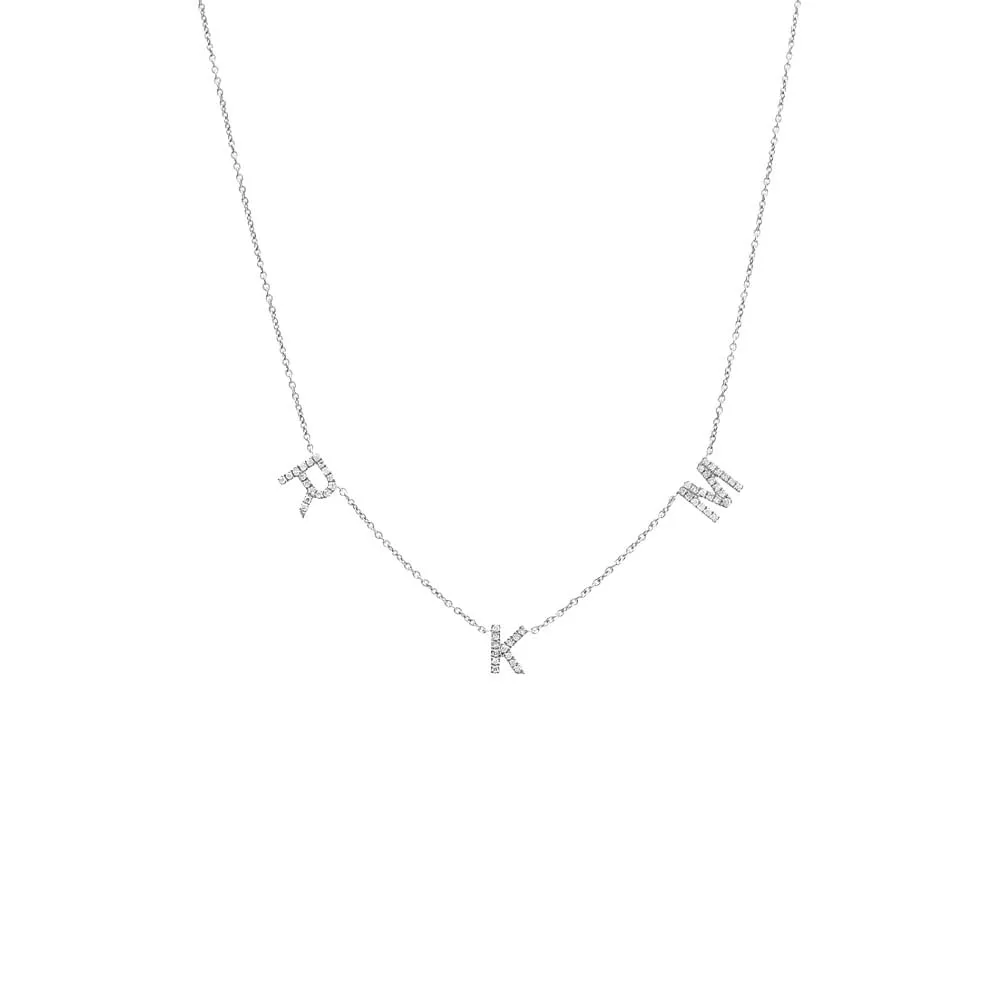 Diamond Pave Triple Initial Necklace 14K sold by Adina Eden's product image thumbnail 4