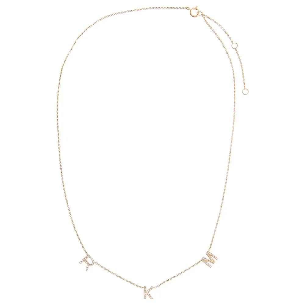Diamond Pave Triple Initial Necklace 14K sold by Adina Eden's product image thumbnail 3