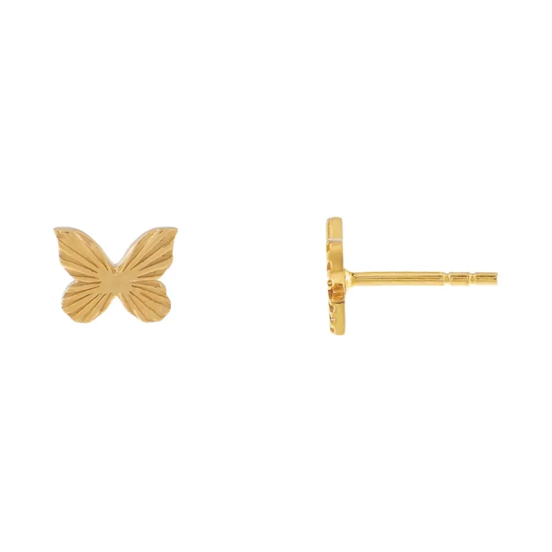 Solid Ridged Butterfly Stud Earring 14K sold by Adina Eden's