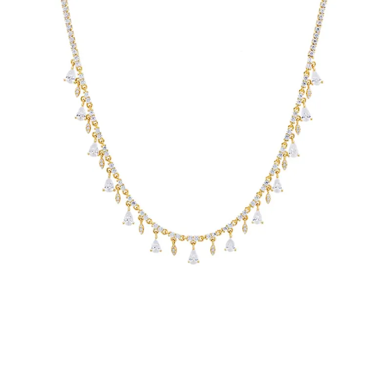 Colored Dangling Teardrop Tennis Necklace sold by Adina Eden's