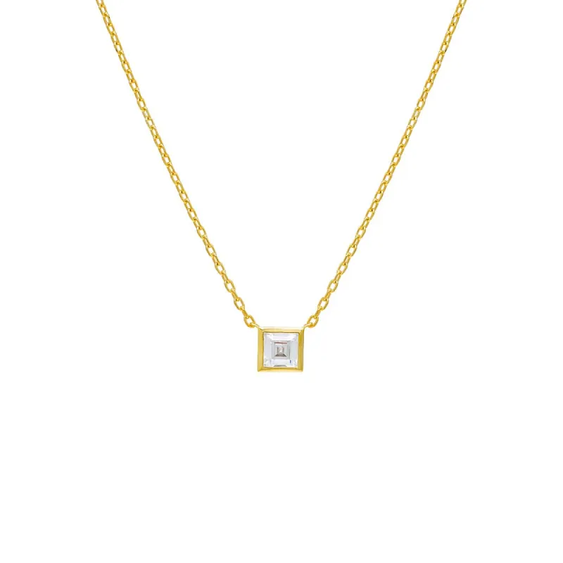 Square Bezel Solitaire Necklace sold by Adina Eden's