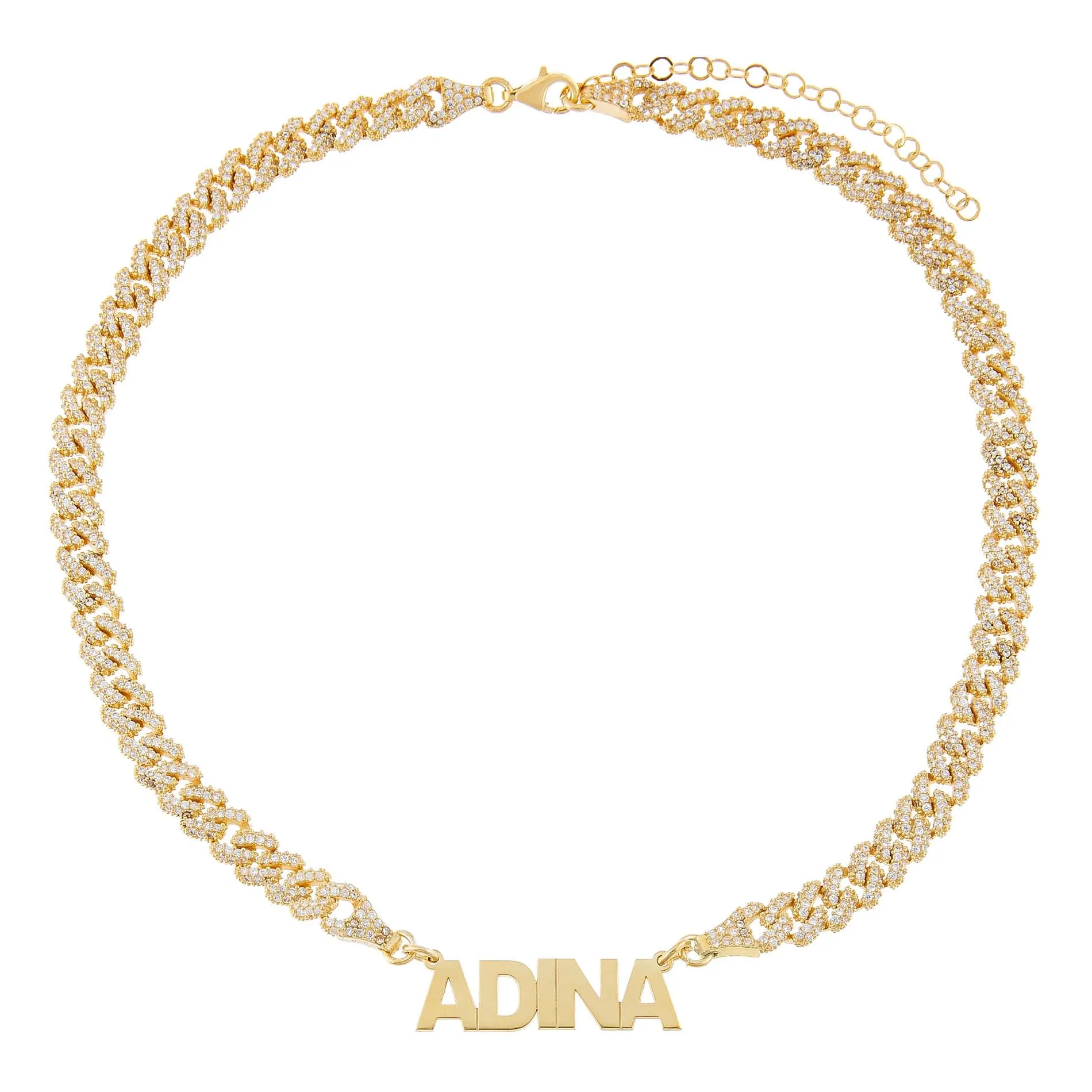 Block Nameplate Pavé Chain Link Choker sold by Adina Eden's product image thumbnail 2