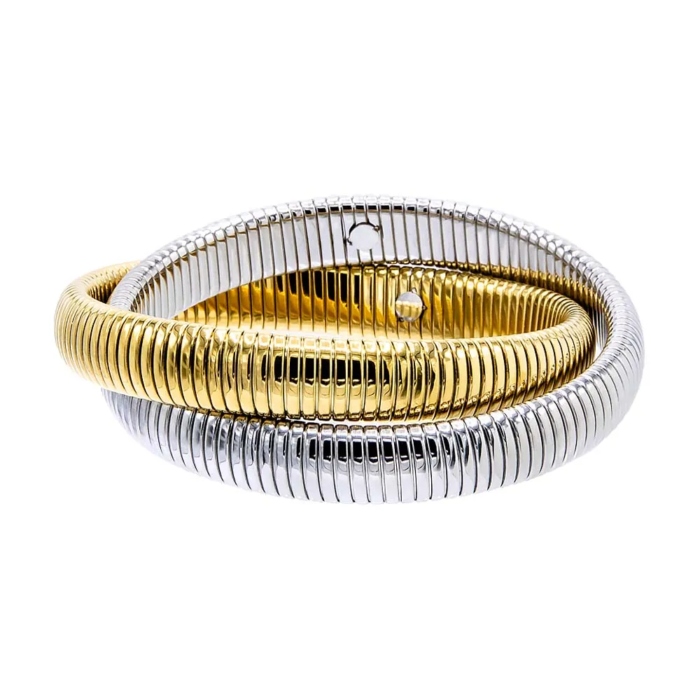 Chunky Two-Tone Double Intertwined Snake Bracelet sold by Adina Eden's