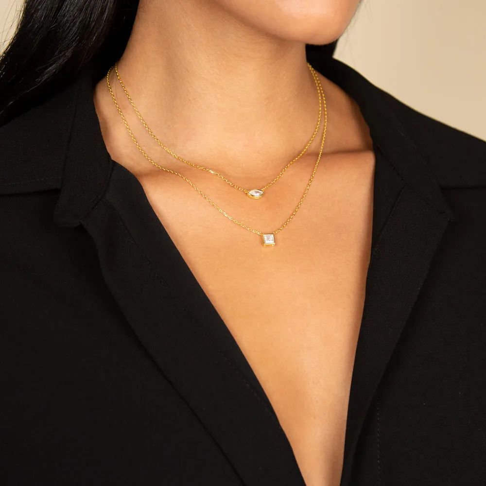 Square Bezel Solitaire Necklace sold by Adina Eden's product image thumbnail 2