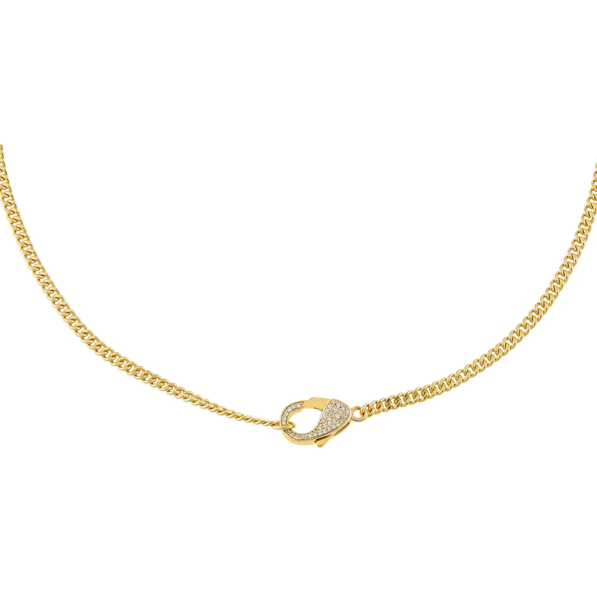 Cuban Chain CZ Clasp Necklace sold by Adina Eden's
