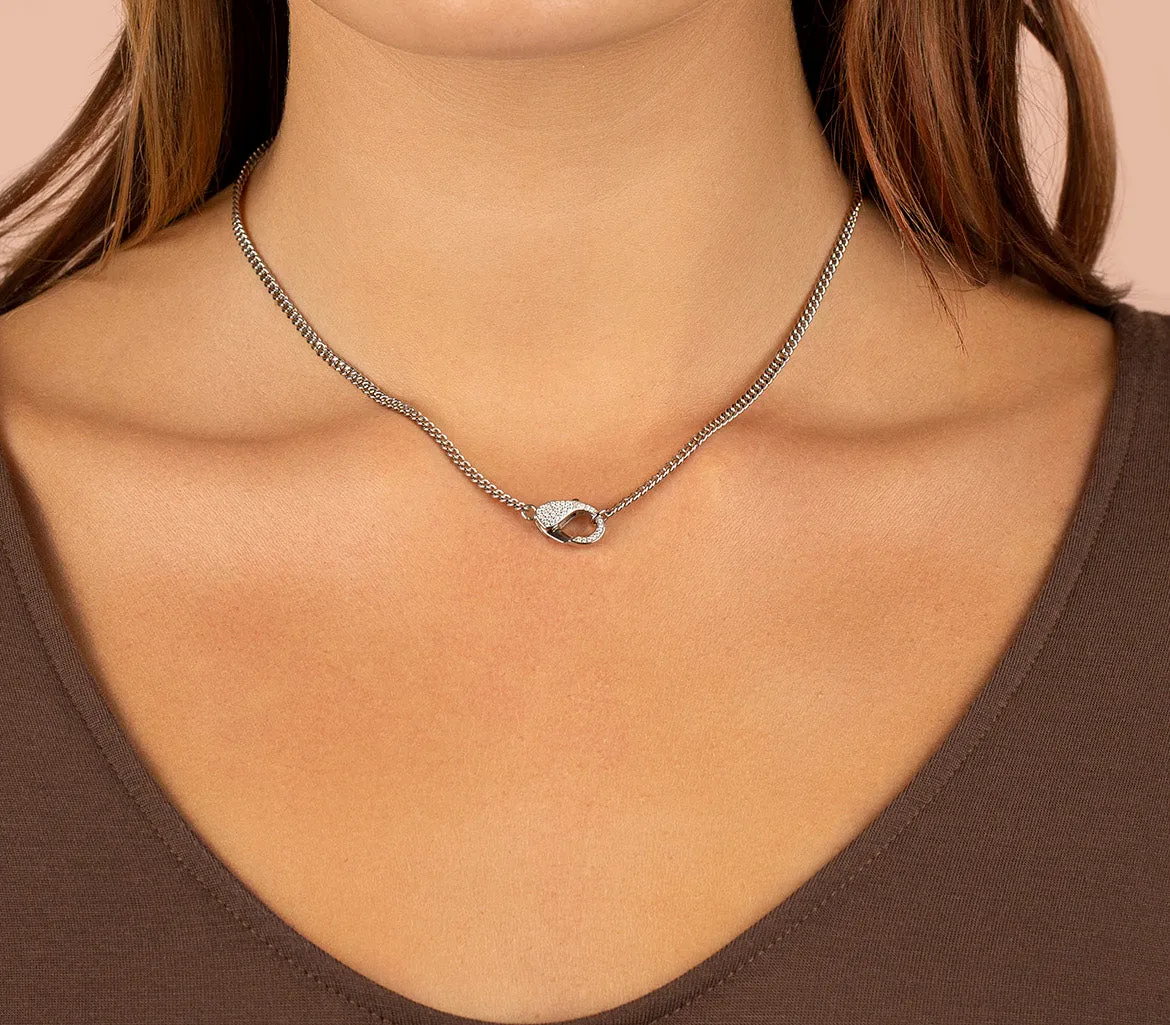 Cuban Chain CZ Clasp Necklace sold by Adina Eden's product image thumbnail 5