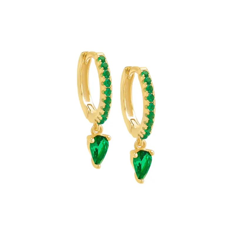 Colored Dangling Stone Huggie Earring sold by Adina Eden's