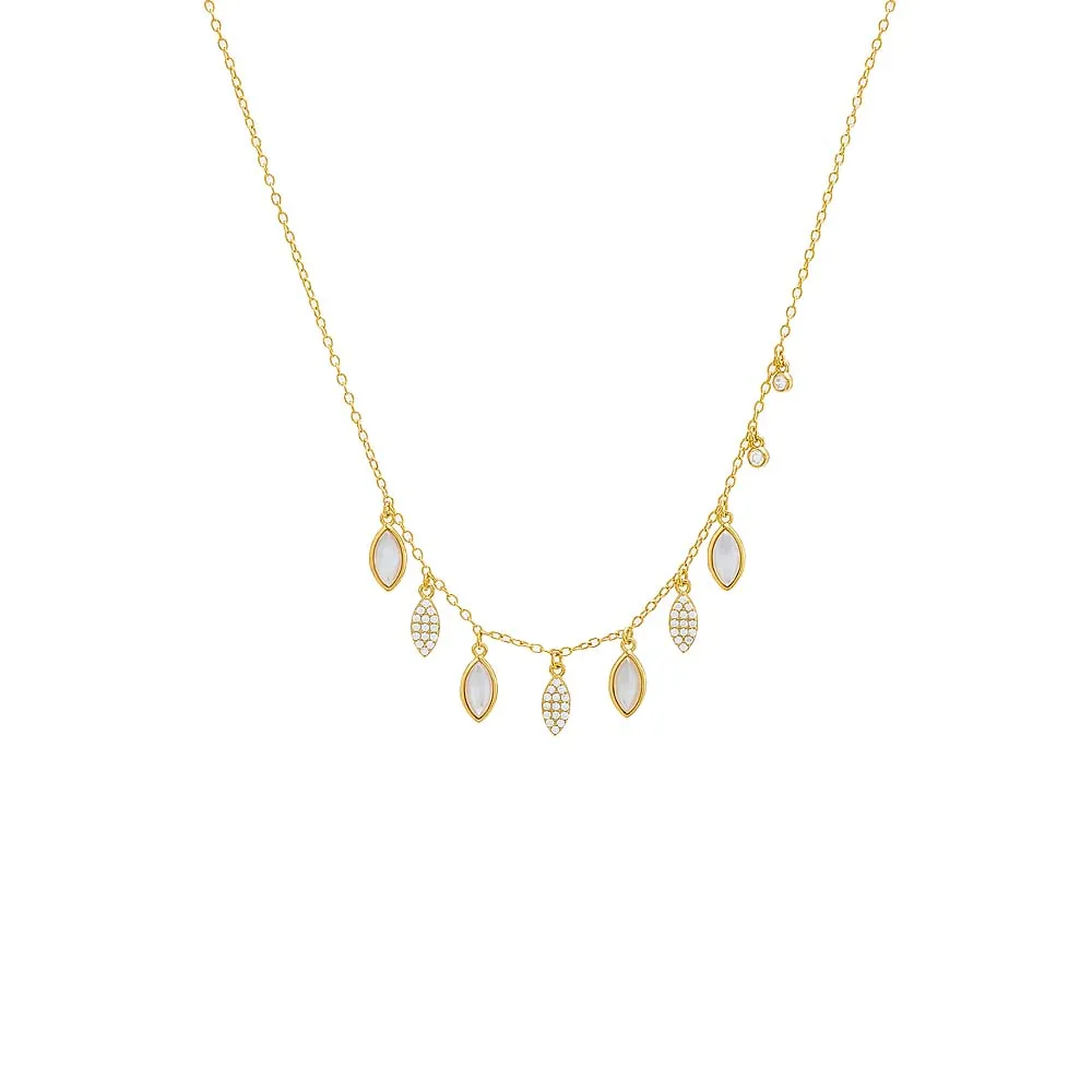 Dangling Pavé Marquise X Colored Gemstone Necklace sold by Adina Eden's