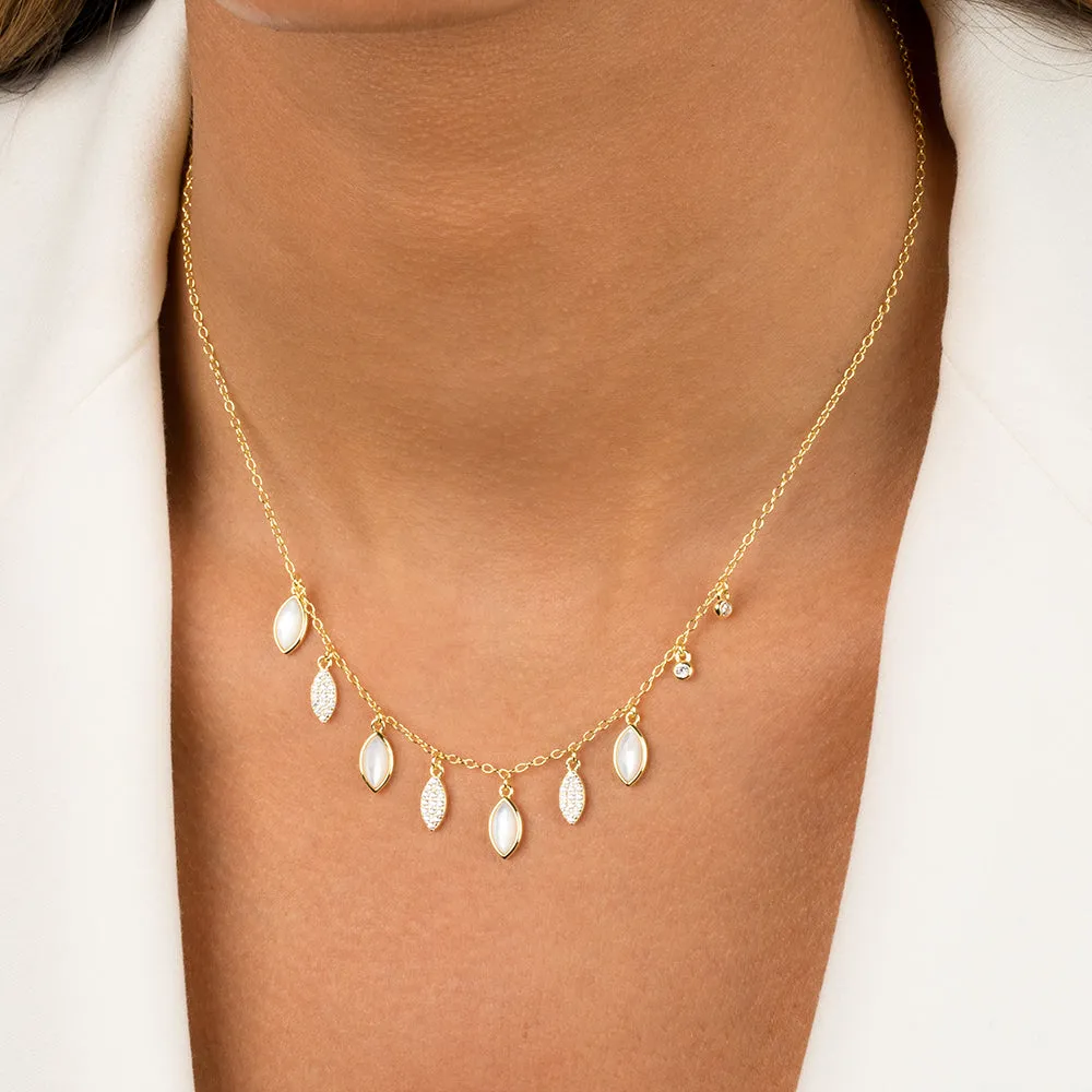 Dangling Pavé Marquise X Colored Gemstone Necklace sold by Adina Eden's product image thumbnail 2