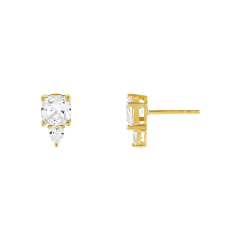 CZ Double Stone Stud Earring sold by Adina Eden's
