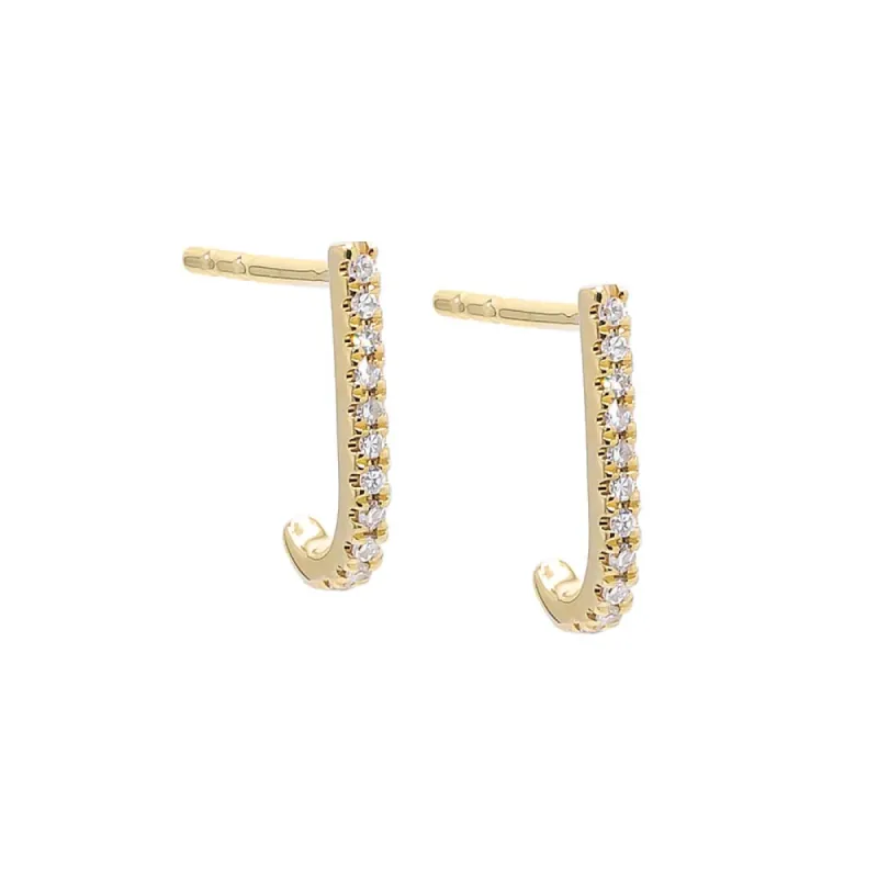 Diamond Pave Curved Bar Stud Earring 14K sold by Adina Eden's