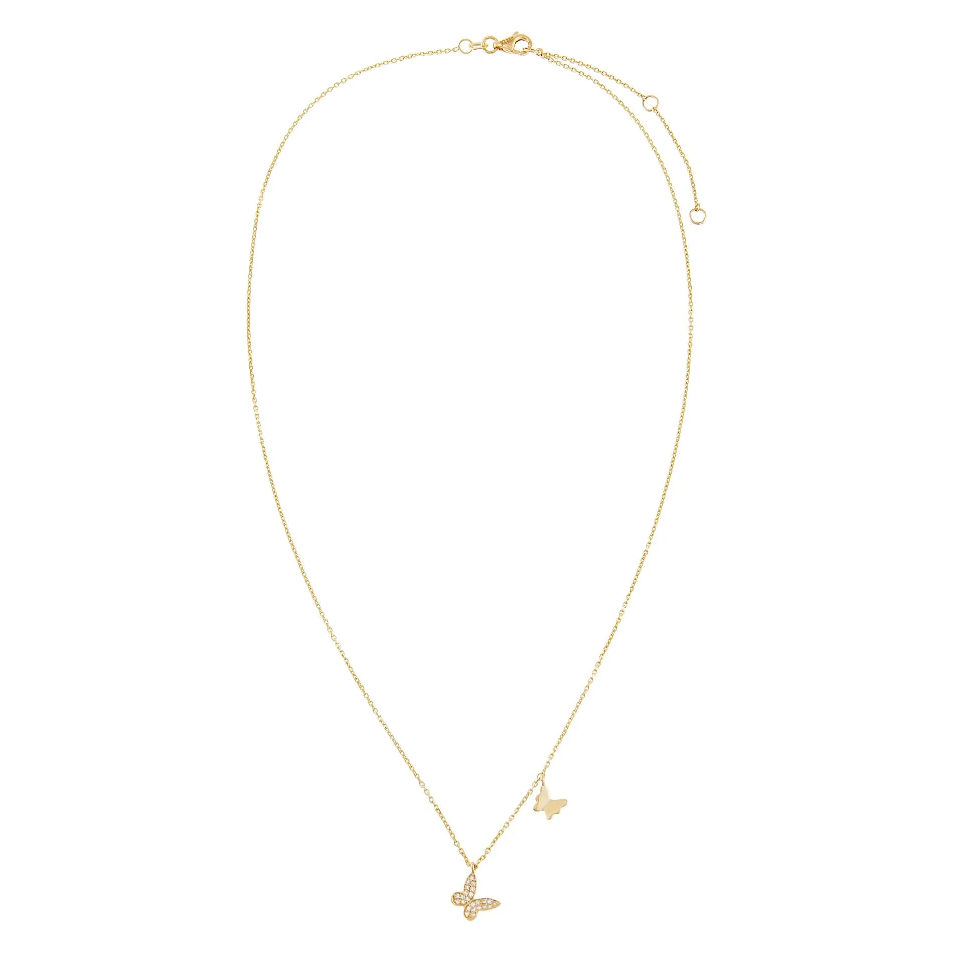 Diamond X Solid Butterfly Necklace 14K sold by Adina Eden's product image thumbnail 3