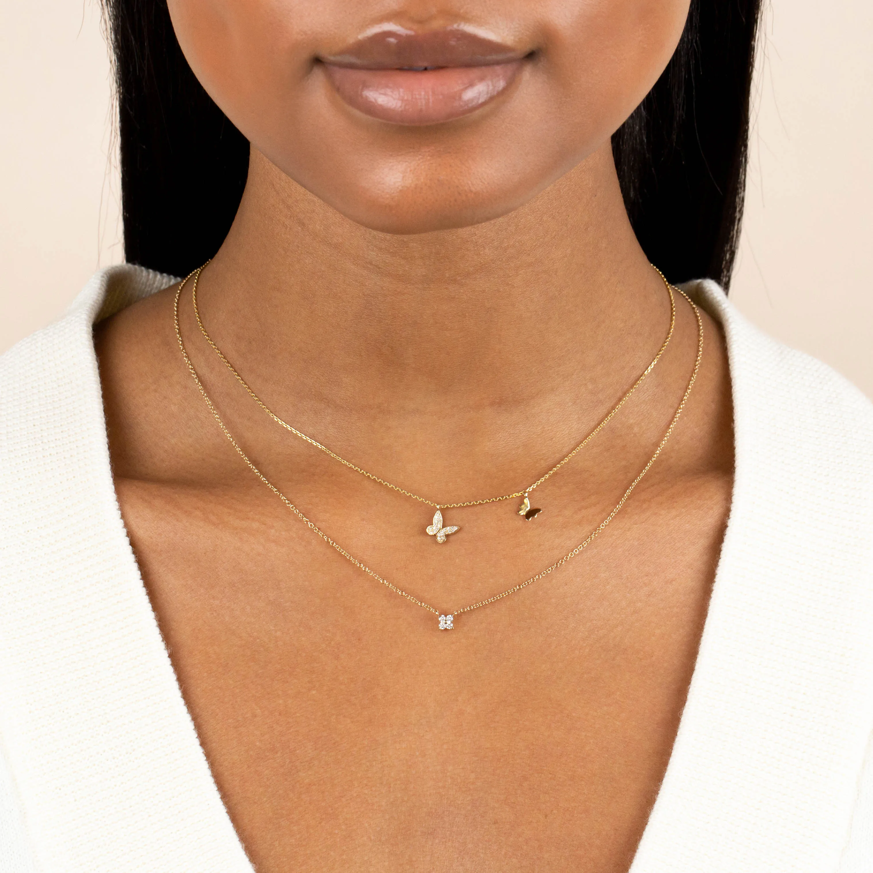 Diamond X Solid Butterfly Necklace 14K sold by Adina Eden's product image thumbnail 2