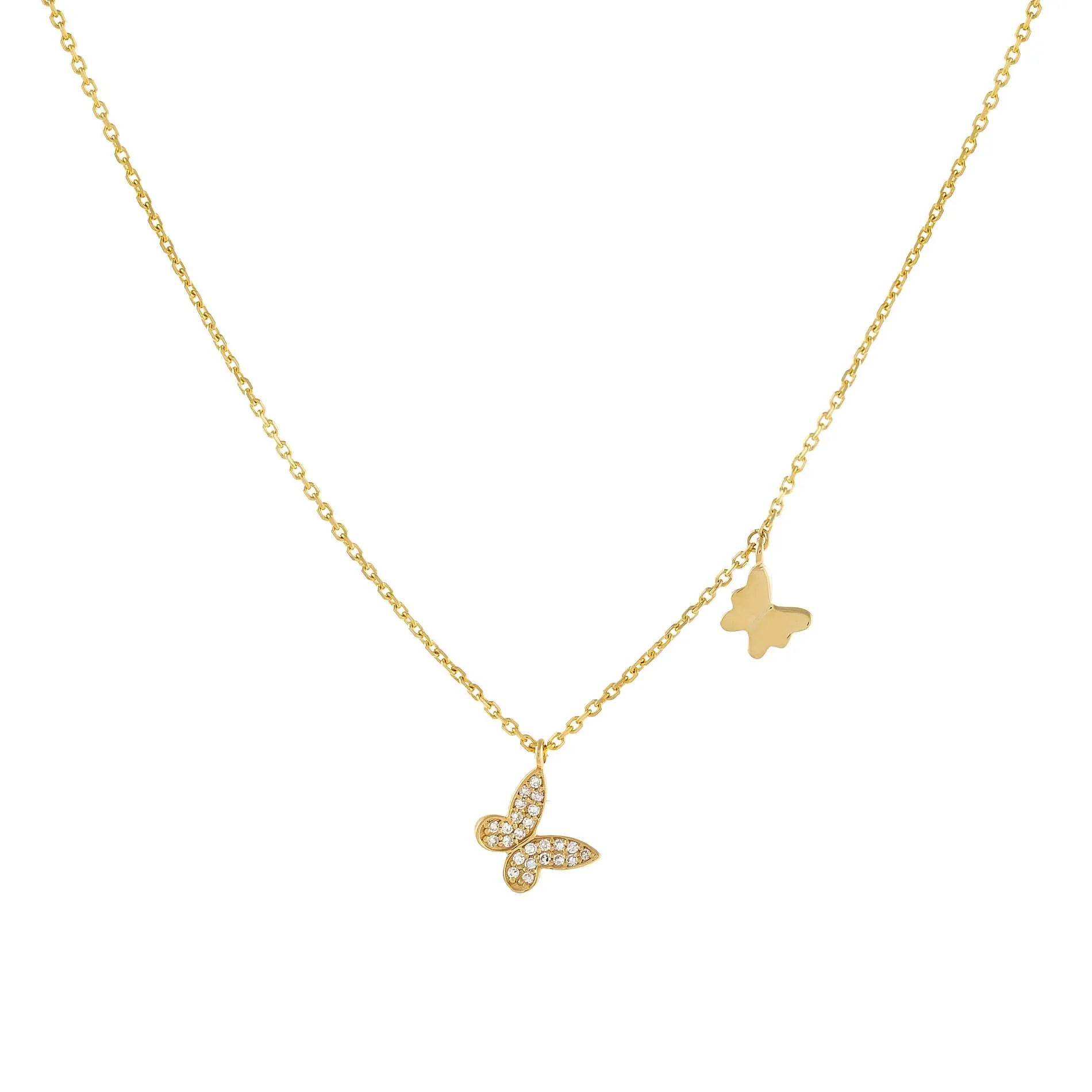 Diamond X Solid Butterfly Necklace 14K sold by Adina Eden's
