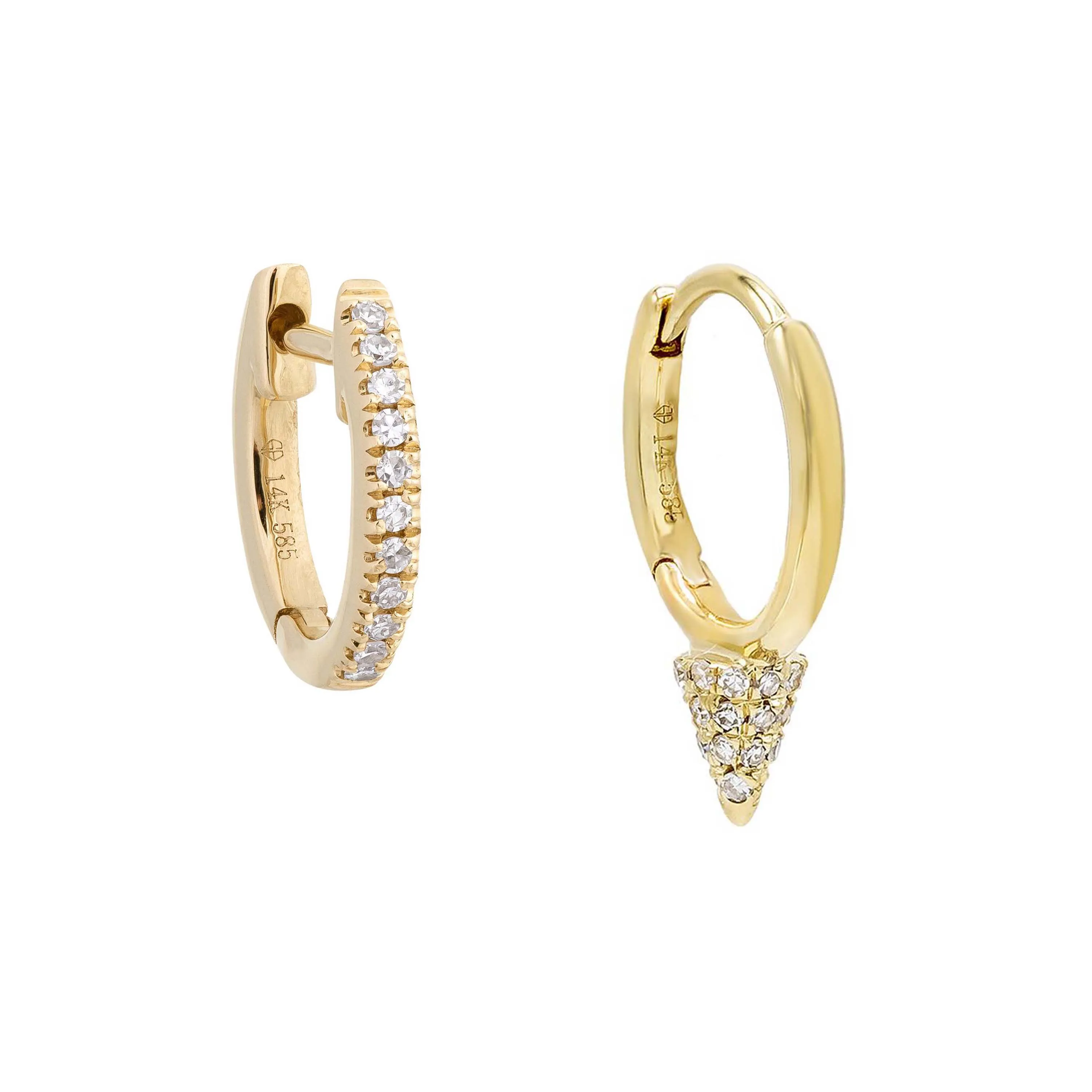 Diamond Point Huggie Earring Combo Set 14K sold by Adina Eden's