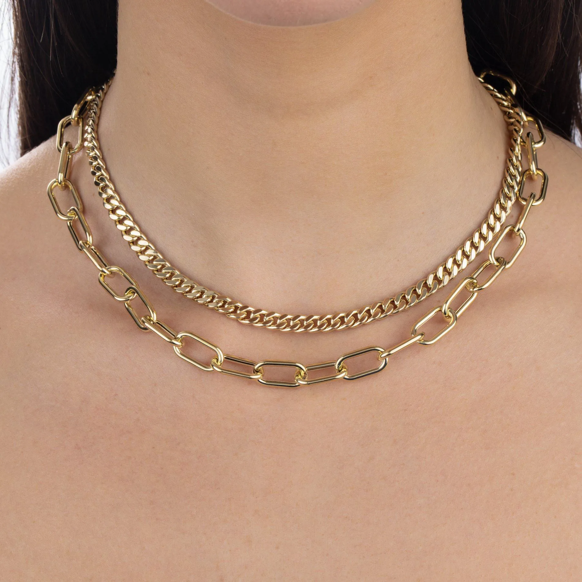 Hollow Chunky Link Necklace 14K sold by Adina Eden's product image thumbnail 2