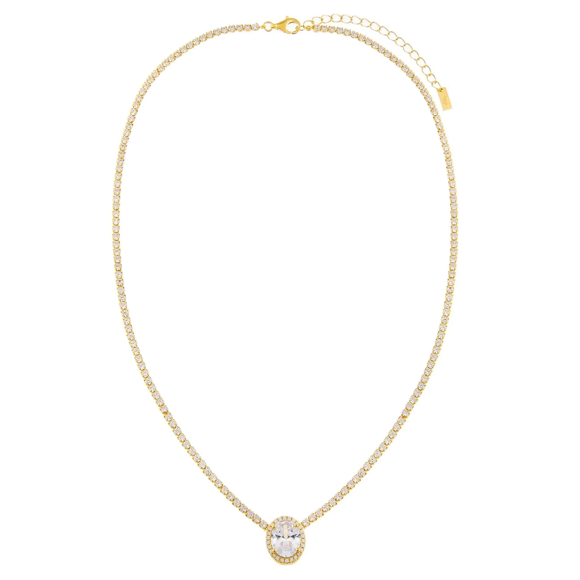 CZ Illusion Oval Tennis Necklace sold by Adina Eden's product image thumbnail 3