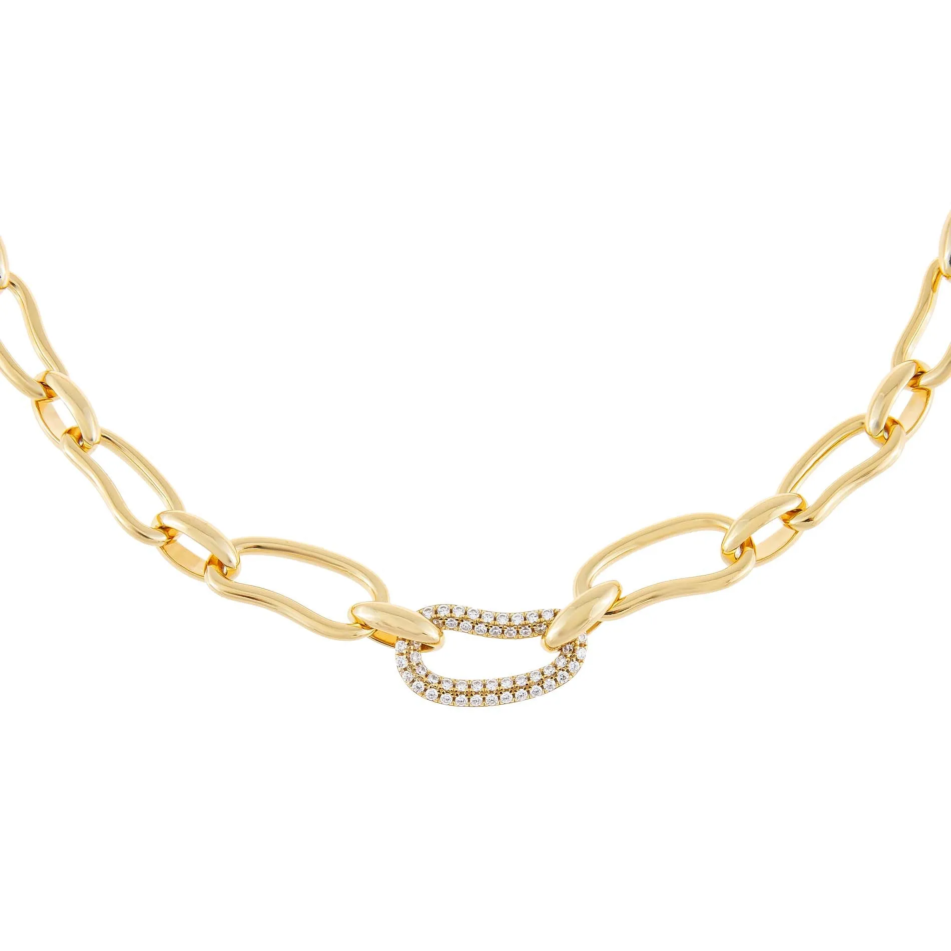 Pavé X Solid Waved Link Necklace sold by Adina Eden's