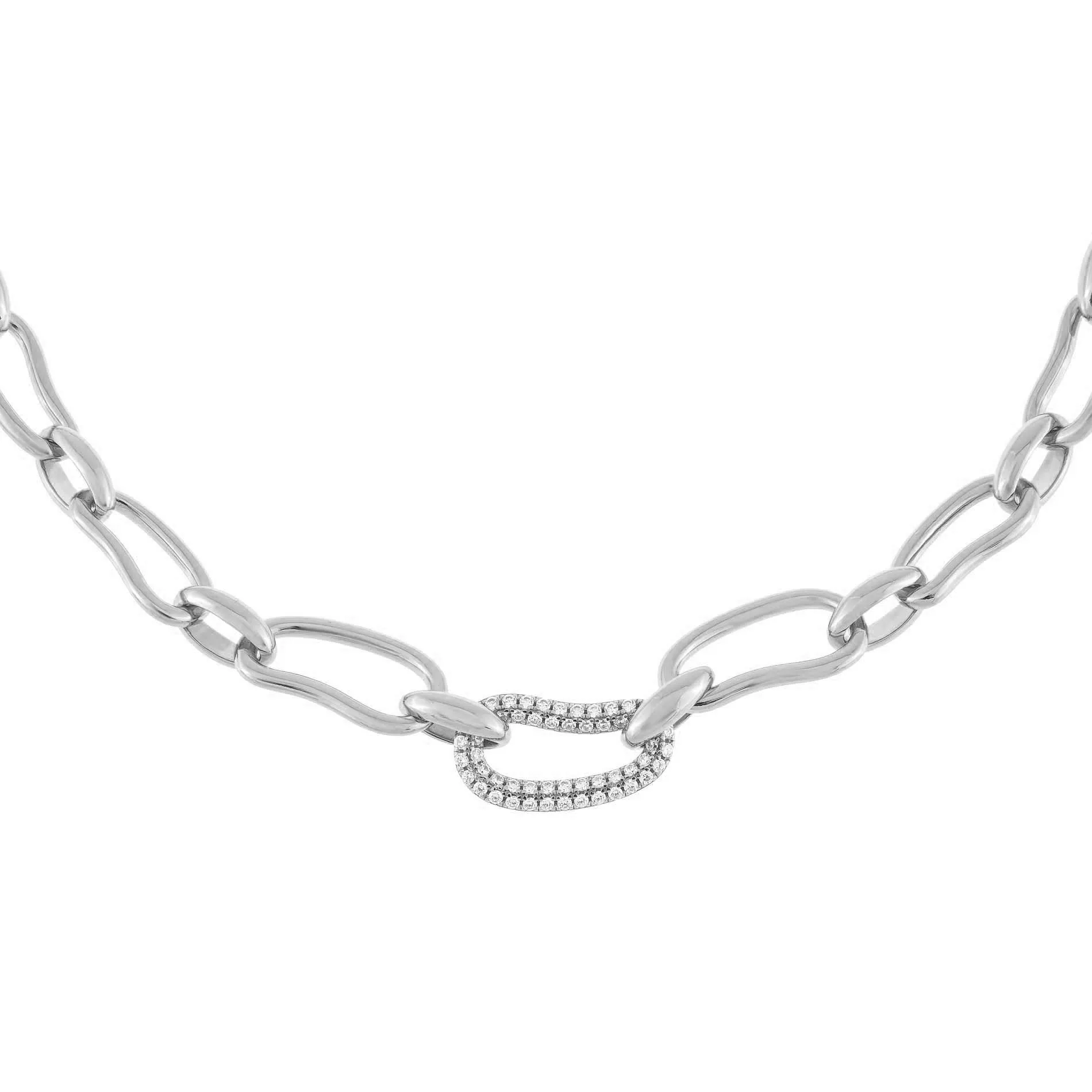 Pavé X Solid Waved Link Necklace sold by Adina Eden's product image thumbnail 4