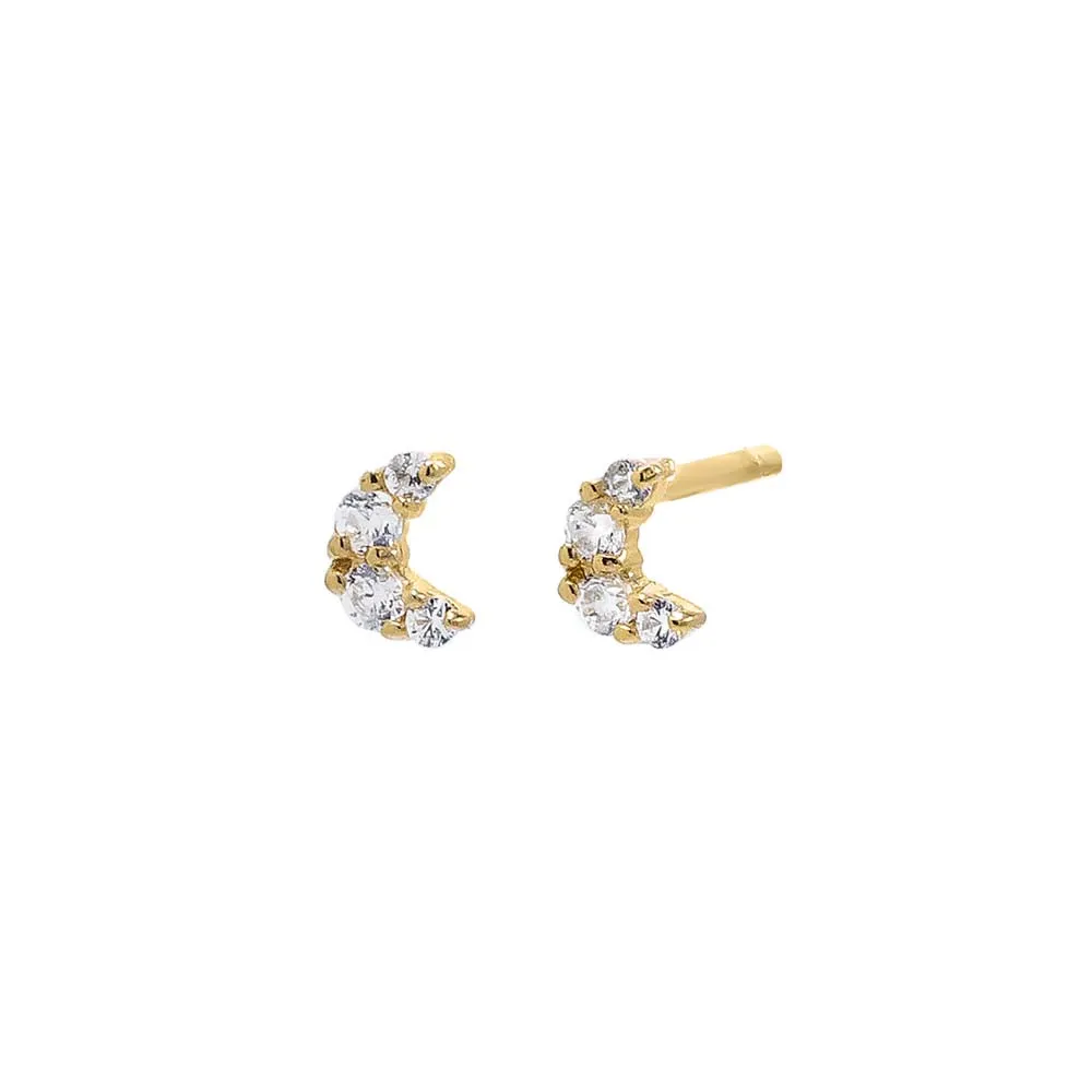 Tiny Pave Crescent Stud Earring 14K sold by Adina Eden's