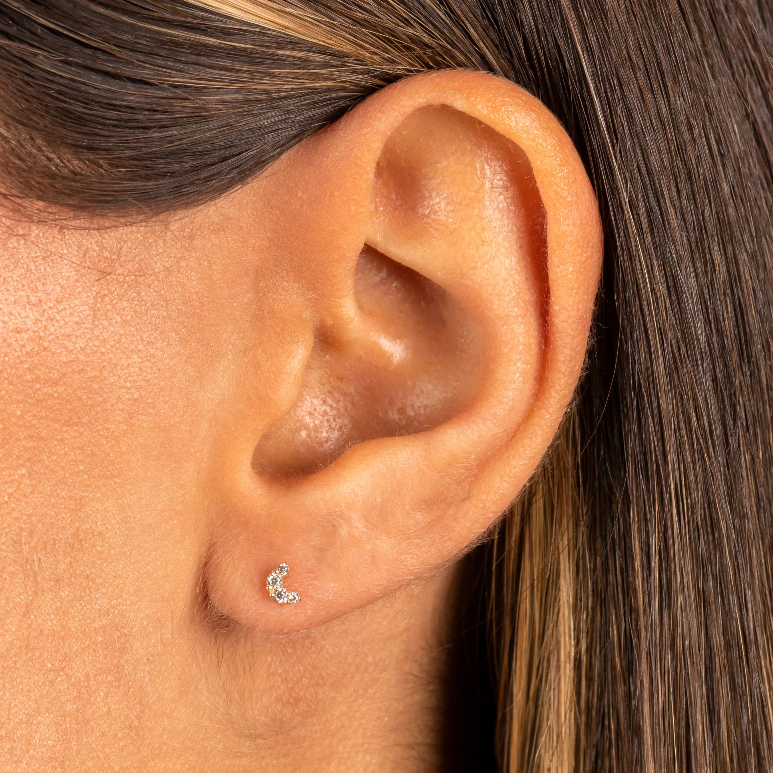 Tiny Pave Crescent Stud Earring 14K sold by Adina Eden's product image thumbnail 2