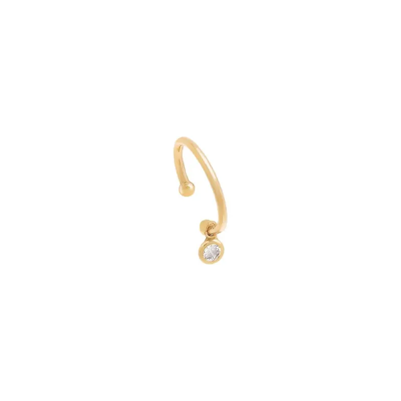 Dangling CZ Bezel Solitaire Ear Cuff 14K sold by Adina Eden's