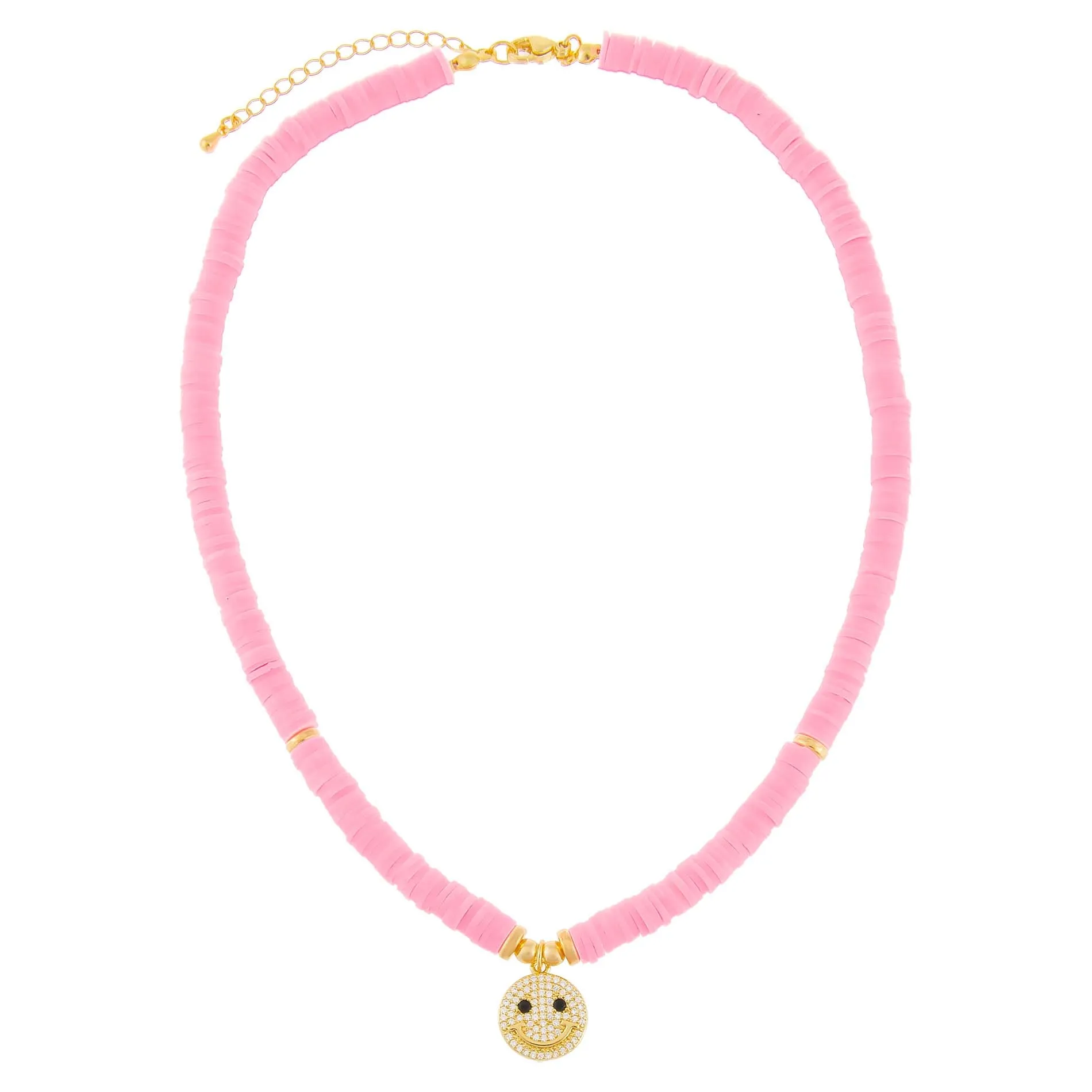 Pavé Smiley Face Beaded Necklace sold by Adina Eden's product image thumbnail 3