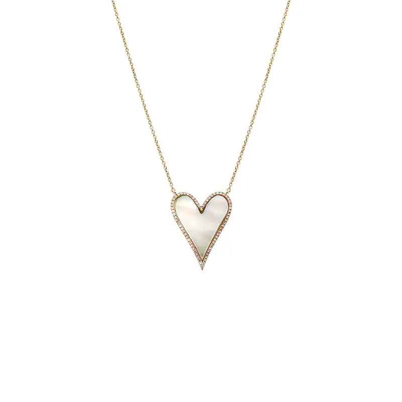 Large Diamond Pave Outlined Colored Stone Heart Necklace 14K sold by Adina Eden's